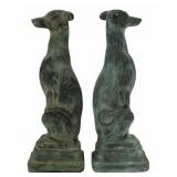 Vintage Pair of Verdigris Bronze Clad Whippets.