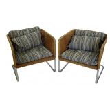 Pair of Harvey Probber (?) Rattan Chairs