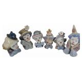 Grouping of Six Lladro Clown Figures