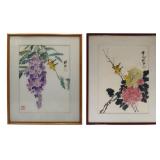 (2) Signed Chinese Paintings of Birds and Flowers.