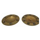 Two Brass Tazzas With Pietra Dura Plaques