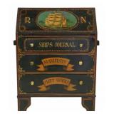 Antique Drop Front Desk with Nautical Paint.