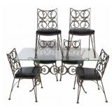 Midcentury Patinated Metal Table & 6 Chairs.