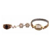JEWELRY. Assorted 14kt Gold and Costume Jewelry.