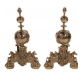 Large & Impressive Pr Of Silvered Metal Andirons