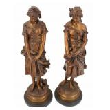 J.R.GERMAIN  2 Signed Gilt Bronze Sculptures.