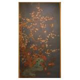 Large Chinese Painting on Silk of Birds and Flora.