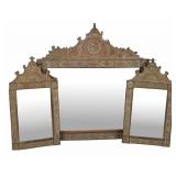 Antique Adams Style Gilt Metal Mirror Triptych.