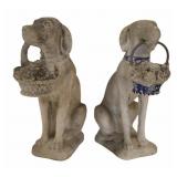 Pair of Vintage Carved Stone Dogs.