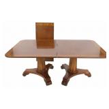 Vintage Banded Mahogany Twin Pedestal Table &