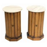 Antique Pair of Marbletop Fluted Po Tables.