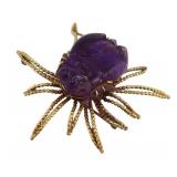 JEWELRY. Chinese Carved Amethyst and 17kt Gold