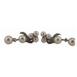JEWELRY. 13kt Gold, Pearl and Diamond Earrings.