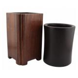 (2) Chinese Carved Wood Brush Pots.