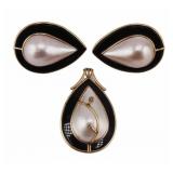 JEWELRY. 14kt Gold, Mabe Pearl and Onyx
