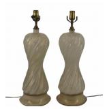 Fine Midcentury Pair Of Murano Glass Lamps.