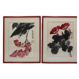 (2) Signed Chinese Painting of Flowers.