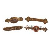 JEWELRY. (4) Victorian Bar Pins or Brooches.