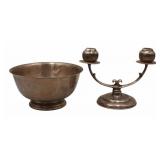 STERLING. Sterling Pedestal Bowl and Candelabra.