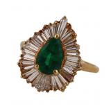 JEWELRY. Signed 18kt Gold, Emerald and Diamond