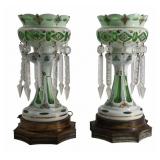 Antique Pair of Bohemian Glass Lusters.