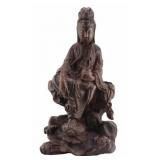 Antique Chinese Carved Wood Figure of a QuanYin.