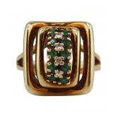 JEWELRY. Signed 13.5kt Emerald and Diamond Ring.