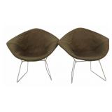 Pair of Midcentury Knoll Bertoia Diamond Chairs.
