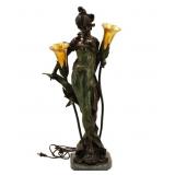 Large & Impressive Bronze Art Nouveau Figural Lamp