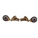 JEWELRY. 14kt Gold Pearl and Diamond Earrings.