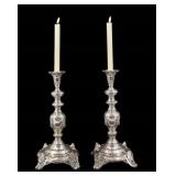JUDAICA. German .800 Silver Shabbat Candlesticks