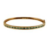JEWELRY. 18kt Gold, Emerald and Diamond Bracelet.