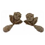 JEWELRY. Pair of Antique 12kt Gold and Lava Cameo