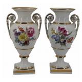 Pair of Meissen Hand Painted Floral Vases.