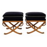 Pair of Vintage & Quality Saber Leg Upholstered