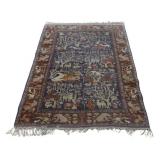 Vintage And Finely Hand Knotted Pictorial Carpet.