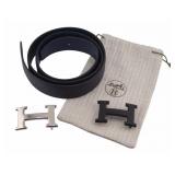 COUTURE. Hermes Reversible Leather Belt with (2)
