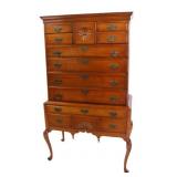 18th C American Queen Anne Chest on Stand.