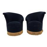 A Pair Of Art Deco Upholstered Club Chairs.