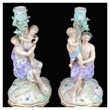 Pair of Antique Meissen Figural Candlesticks.