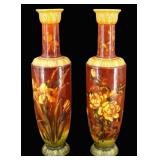 Pair of Very Large Bretby Floral Vases.