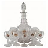 Russian Imperial Glass Decanter and (9) Glasses.