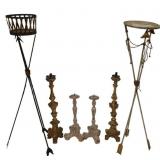 2 Prs of Antique Wood Sprickets Together with