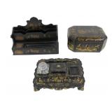 Lot of 3 Antique Chinoiserie Decorated Desk