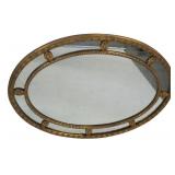 Vintage Oval Giltwood Paneled Mirror.