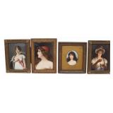 Group of 4 Small Painted Porcelain Plaques.