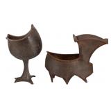 Two Interesting Mid Century Iron Planters.