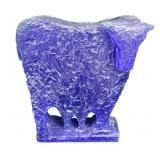 Large Blue Plexiglass (?) Modern Cow Sculpture