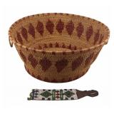 Native American Woven Basket with Handles.