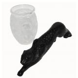 Lalique Black Panther & Lalique Bagatelle Vase.